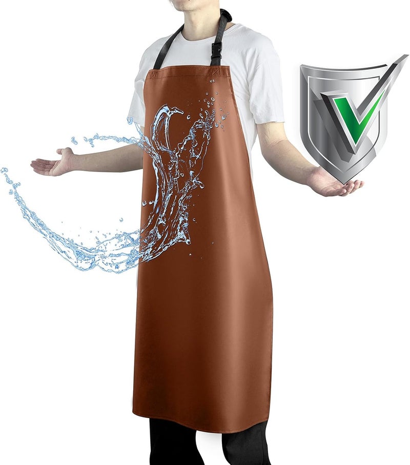 Vammcht Waterproof Apron with Comfortable Adjustable Bib Rubber Vinyl Dishwasher Heavy Duty Apron for Men Women Dishwashing - Image 1